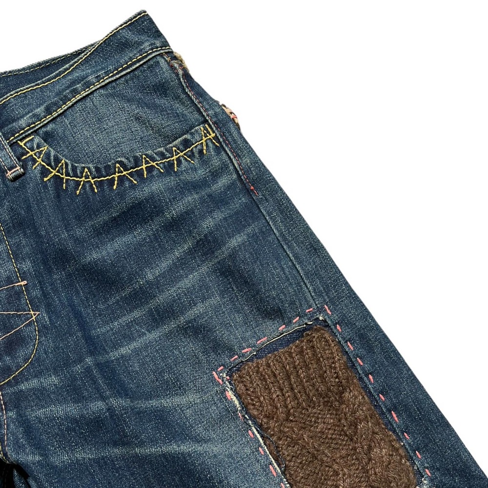 Patchwork Knit Panel Denim - image 5